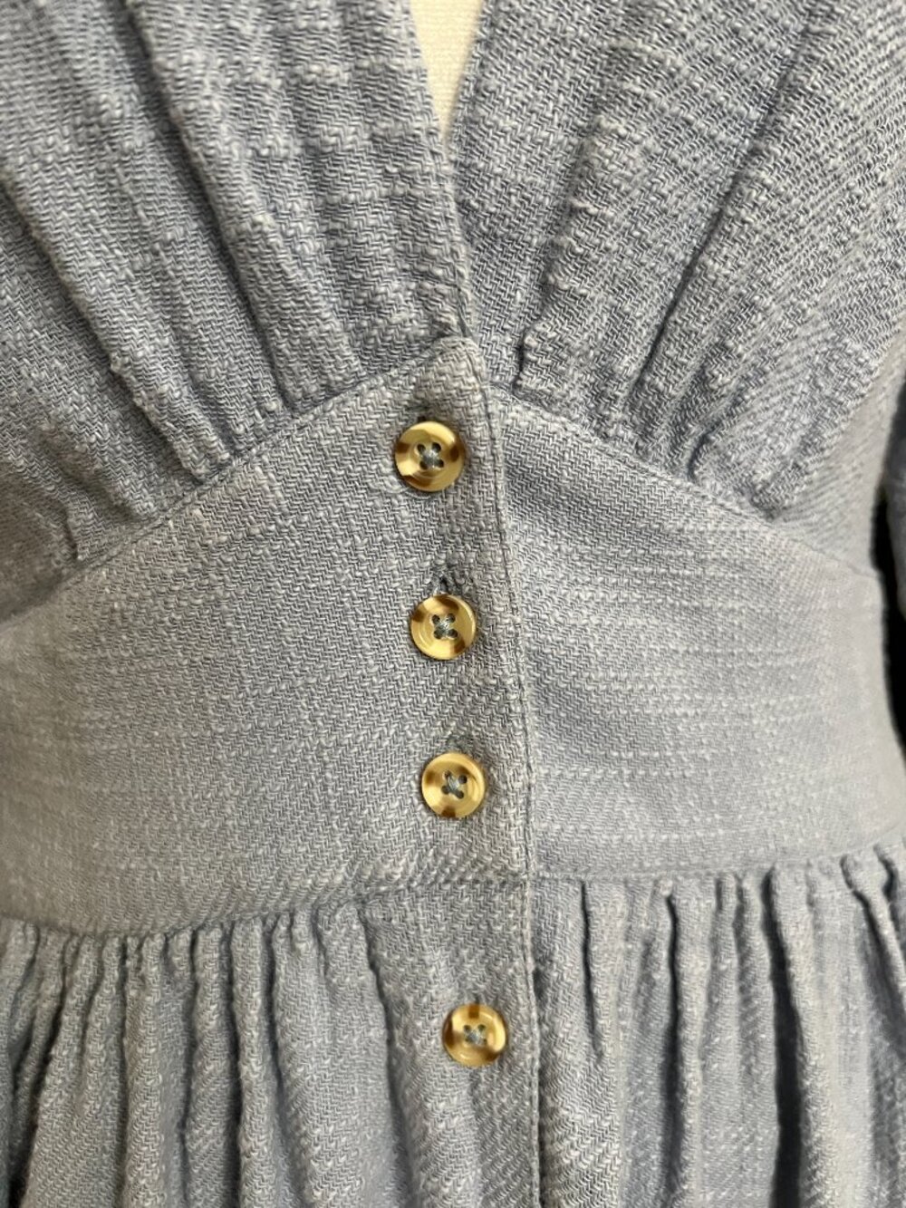Free People Light Blue Button-Front Midi Dress - Picture 4 of 10